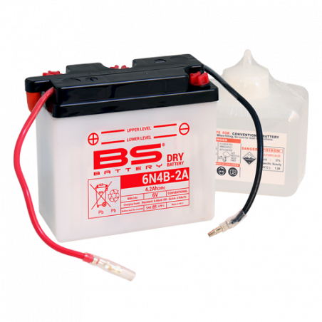 Batterie Kyoto 6V, 6N4B-2A, Suzuki RV50 ZR GT TS, acide fourni.