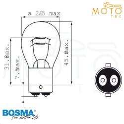 Ampoule de feu de position arrière bi-filament BAY15D 6V 21/5 Watt