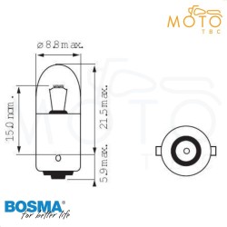 Ampoule voyant ou veilleuse compteur, compte tours, BA9S, 6V 3W