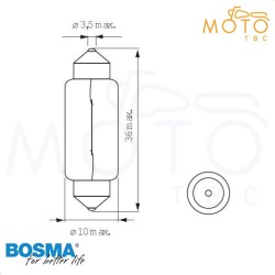 Ampoule navette phare 36mm, veilleuse, éclairage & feu AR, 6V 5W