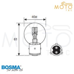 Ampoule code/phare 3 ergots, BA21D Jaune, 6V 35/35W origine EU